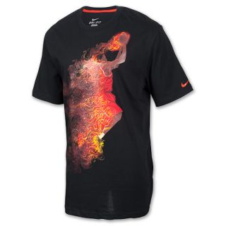 Mens Nike KD On Fire Tee Shirt Black/Team Orange
