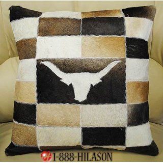 Cowhide Leather Hair On Patchwork Cushion Pillow Cover