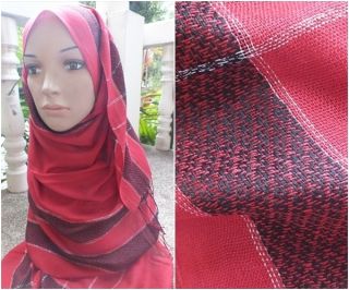OB8 Hijab Red Oblong Shawl Long Scarf Abaya Headwear Tudung Beautiful