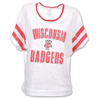 Wisconsin Badgers Burn Batwing NCAA Womens Tee Shirt
