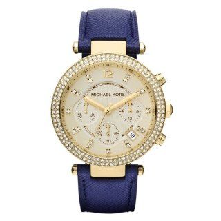 Michael Kors Watch, Womens Chronograph Parker Navy Leather Strap