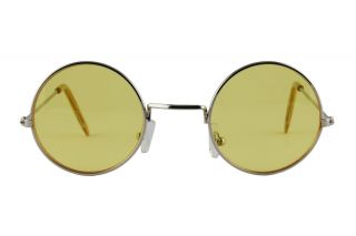  Spectacles Yellow Round Lens Silver Hippie Sun Glasses 3002LT