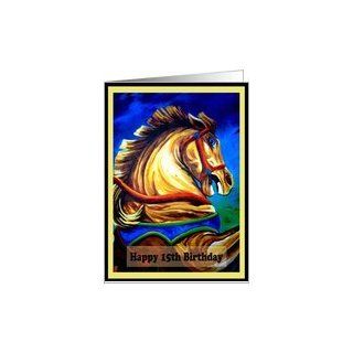 Happy Birthday 15th   Carousel Horse Digitally Painted
