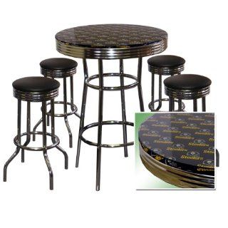 Pittsburgh Steelers 5 Piece Chrome Glass Pub Bar Table Set