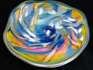 Cosmic Swirl Hand Blown Glass Wall Platter or Art Glass Wall Hanging