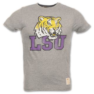 LSU Tigers Retro Logo Mens Tee Shirt Grey