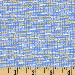 44 Wide Classic Yellow Grid Periwinkle Fabric By The