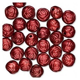 #7932 Bead, acrylic, red, 8mm round rose. Sold per pkg of