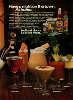 1978 Holland House Cocktail Mixes Ad Have A Night on The Town at Home