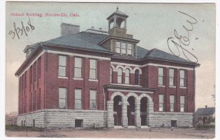 Holdenville Oklahoma School Building 1908 Colored Postcard