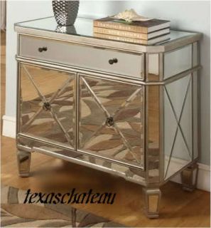 HOLLYWOOD REGENCY GLAM STYLE MIRRORED MIRROR FURNITURE CABINET CHEST