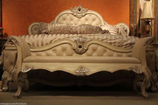 White Wash Bedroom Set Queen or King Size Sleigh Bed Traditional