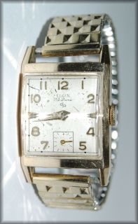 Men’s 1951 Elgin 672 17 Jewel 10K YGF Watch w Beveled Crystal