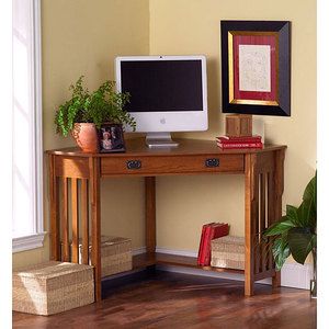   Corner Computer Desk Home Office Furniture Workstation Wood Oak NW