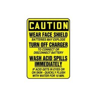 CAUTION WEAR FACE SHIELD BATTERIES MAY EXPLODE TURN OFF