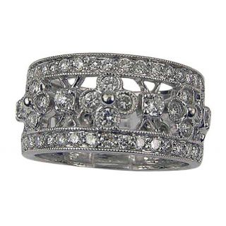Wide Wedding Band Antique Diamond Ring DaCarli Diamond