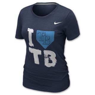 Womens Nike Tampa Bay Rays MLB I Love T Shirt Navy