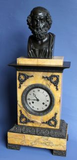 French Wonderful Large Bronze Marble Clock Homer 19th