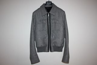 Dior Homme AW06 Gray Wool Jacket with Leather Piece Sz 48 by Hedi