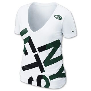 Nike NFL New York Jets Off Kilter Womens V Neck Tee Shirt