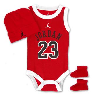 Jordan Crib Basketball Jersey 3 Piece Set Red/White