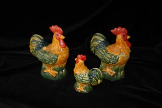  Rooster Chicken Set of Sugar Jelly Honey Jars Canisters by Home