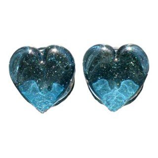 Translucent Sparkle Blue 1 Sided Heart Shaped, 1 Sided