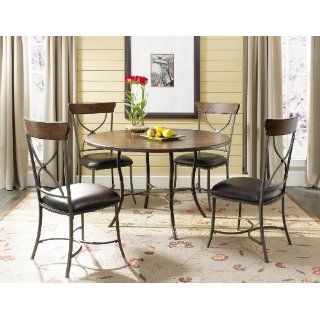 Cameron 5 piece Round Wood & Metal Dining Set With X Back