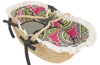Features of Hoohobbers Doll Moses Basket, Pink Whimsey