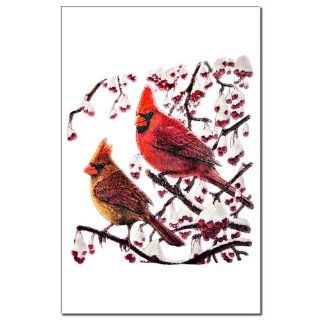 Mini Poster Print Christmas Cardinals Snowy Red Berry