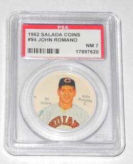 1962 Salada Coin 94 John Romano Indians PSA 7
