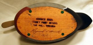 1979 Hornick Bros Stoney Point Decoy Oak Hall Virginia Signed