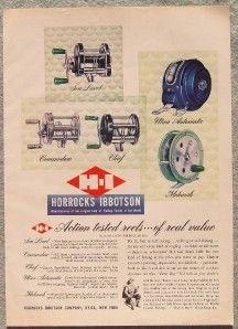 1951 Horrocks Ibbotson Fishing Reels Ad 5 Reels Shown Utica NY Nice