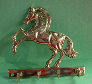 Western Rodeo Horse Jumping Solid Brass Wall Key Rack Cles Cheval