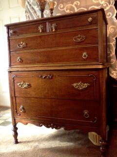 Antique Maple High Boy William and Mary Chest Dresser Drawers