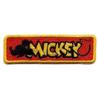 Mickey Mouse name badge black shadow head with tail at end