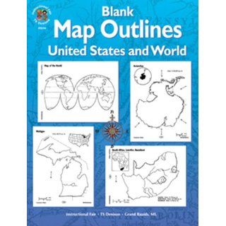 6 Pack CARSON DELLOSA BLANK MAP OUTLINES GR 3 & UP US