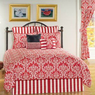Elysee Red and White Damask Twin 3 Piece Comforter or