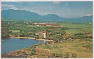 Kauai Hawaii Postcard Kauai Surf Hotel Aerial View c1960s Unused