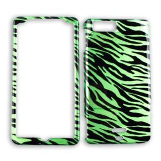 Transparent Design, Green Zebra Print Motorola Droid X