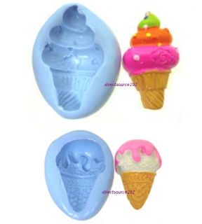 Ice Cream Cone Flexible Push Silicone Mold Mould Polymer Resin Clay