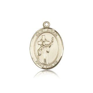 14kt Gold St. Saint Aidan Of Lindesfarne Medal 1 x 3/4