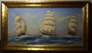  On Canvas Clipper Ships Constitution Whaler B. Davidson Hoxie LISTED