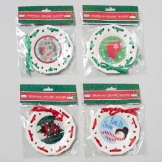 Ceramic Christmas Magnet With Ribbon Trim Case Pack 48