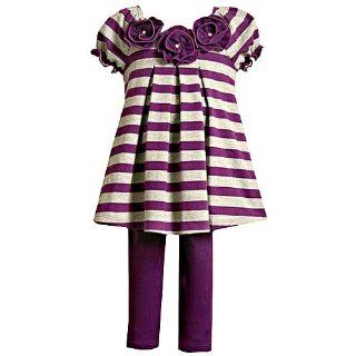 Bonnie Jean Newborn Girl Purple Rose Stripe Outfit 6 9M