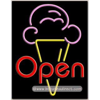 Open (Ice Cream Cone) Neon Sign (31H x 24L x 3D) 