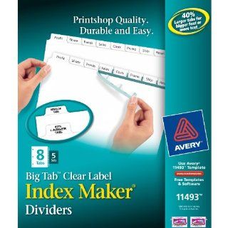 Avery Big Tab Index Maker Clear Label Dividers, White, 8