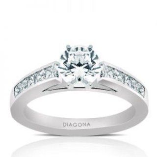 Engagement Ring in 14KT white gold 0.95 CT. TW Diagona Jewelry