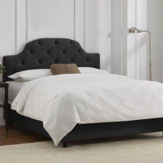 Velvet Curved Tufted Bed Color Black, Size California