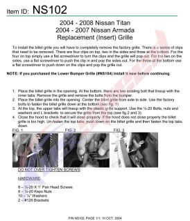 2004 2007 Nissan Armada Titan Polished Billet Grille 1PC  